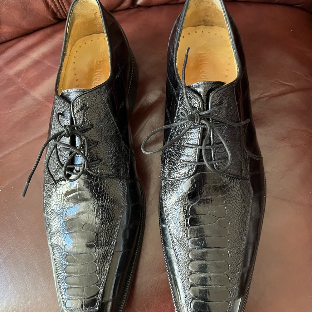 Beautiful Genuine Ostrich High End Dress Shoe Hand Made in Italy by Belvedere!
